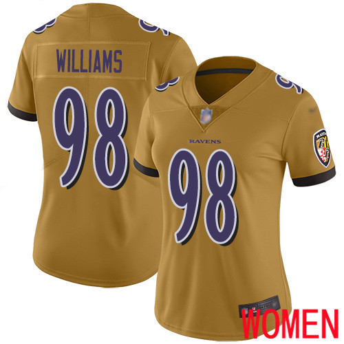 Baltimore Ravens Limited Gold Women Brandon Williams Jersey NFL Football 98 Inverted Legend